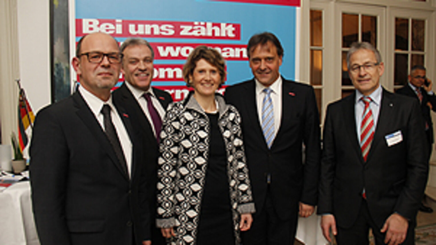 Präsident Hans-Jörg Friese (HWK Rheinhessen), Präsident Kurt Krautscheid (HWK Koblenz), Ministerin Eveline Lemke, Hauptgeschäftsführer Ralf Hellrich (HWK der Pfalz), Präsident Rudi Müller (HWK Trier) (vlnr)