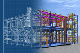 Building Information Model of metal structure. 3D BIM model. The building is of steel columns, beams, connections, etc. 3D rendering. Engineering, industrial, construction BIM background. Schlagwort(e): 3d rendering, bim, building, architecture, urban, model, beam, bolt, construction, drawing, engineering, metal, modern, project, structure, background, blueprint, engineer, exterior, factory, frame, framework, industrial, industry, pipe, plant, site, steel, technology, white, sky, blue, city, floor, installation, columns, builder, stairs, tower, stair, material, designer, ladder, equipment, power, structural, abstract, railing, down, isolated
