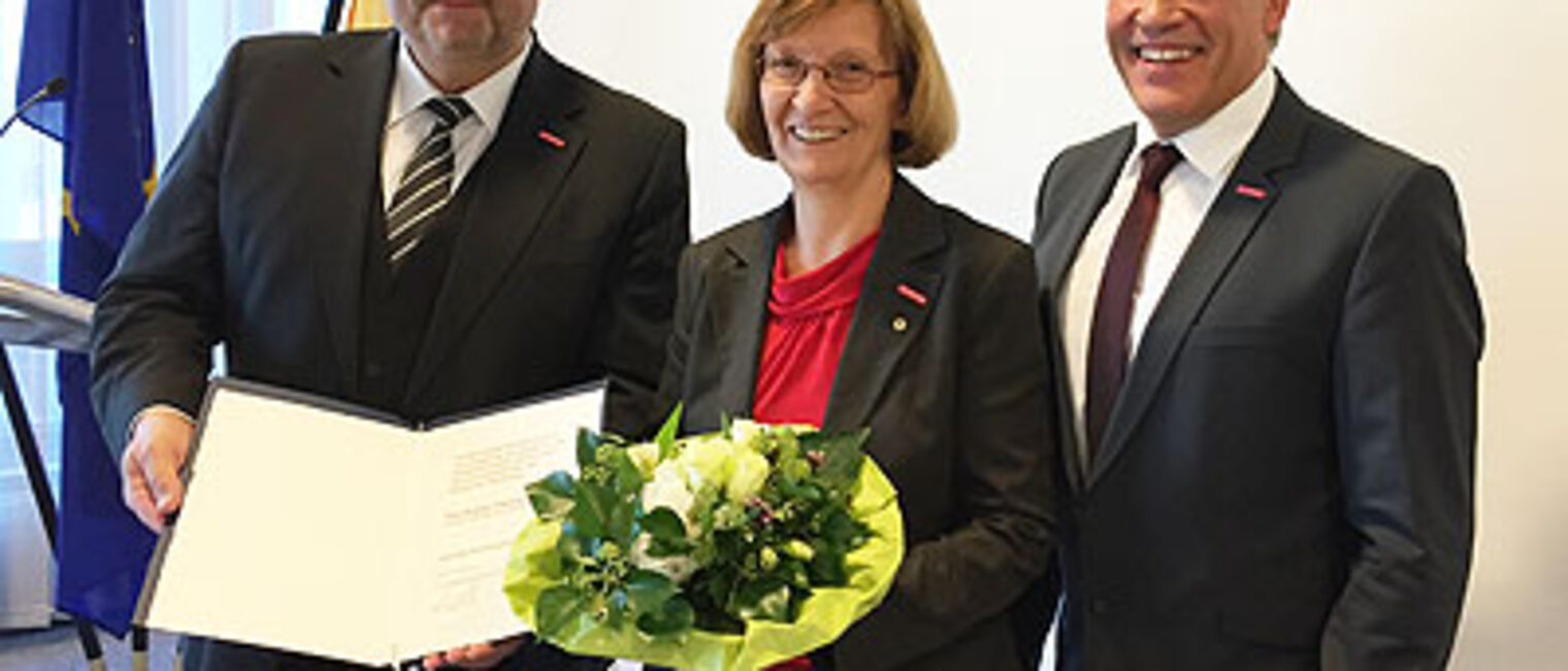 ZDH-Präsident Hans Peter Wollseifer, Präsidentin Brigitte Mannert, Kurt Krautscheid, Sprecher der Arbeitsgemeinschaft der Handwerkskammern Rheinland-Pfalz (vlnr)