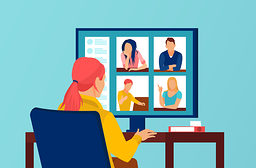 people, work, media, social, computer, communication, conference, video, design, videoconferencing, online, meeting, distance, web, call, talk, sitting, woman, app, tech, discussion, digital, screen, home, student, teacher, study, team, icon, man, service, network, psychological, customer, support, education, job, office, technology, flat, group, chat, business, internet, vector, illustration, concept