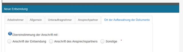 neue Entsendung